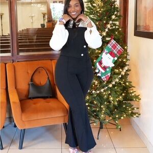 Fashion Nova Black and White Flare Jumpsuit
